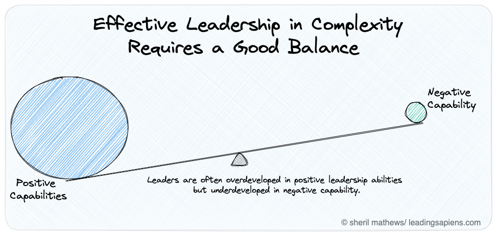 Leaders need to have negative capability in addition to positive abilities.