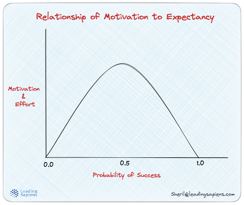 Graph showing relationship of motivation and expectancy.