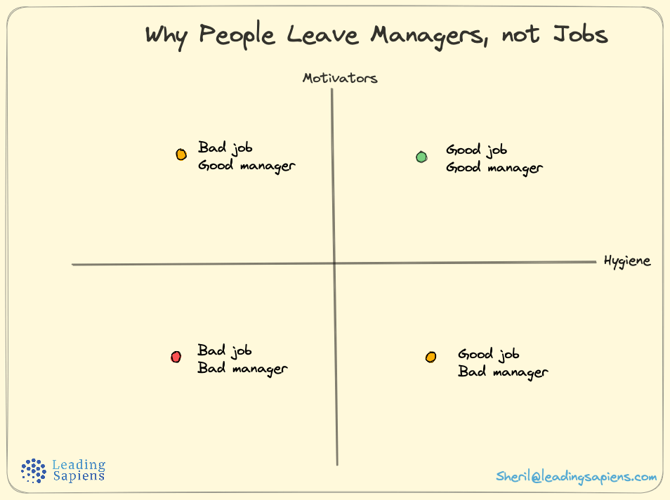 Herzberg Hygiene factors - Why people leave managers, not jobs